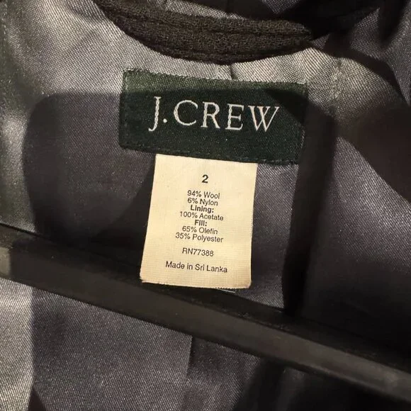 J Crew Black Wool Lady Day Peacoat Size 2 - Picture 6 of 6